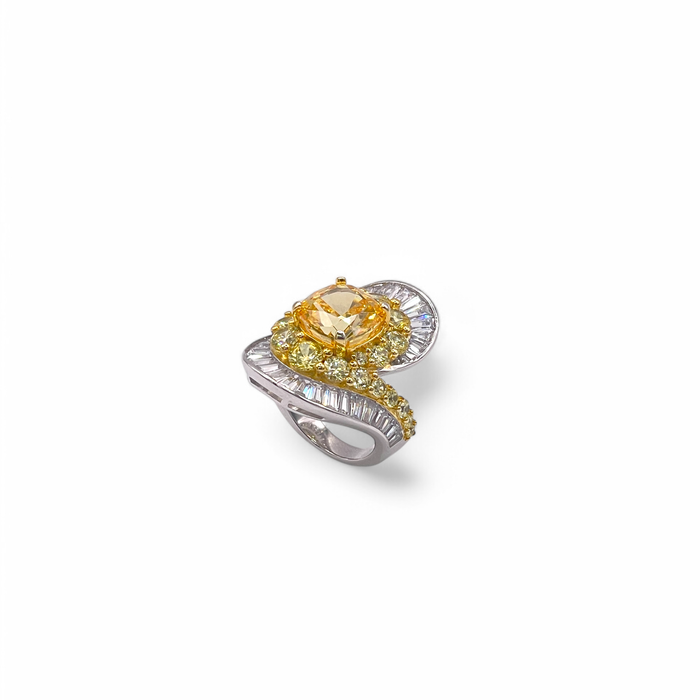 Anello in argento 925 con swarovski gialli e bianchi