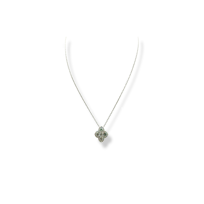 Collana con ciondolo 4 petali in argento 925 e swarovski