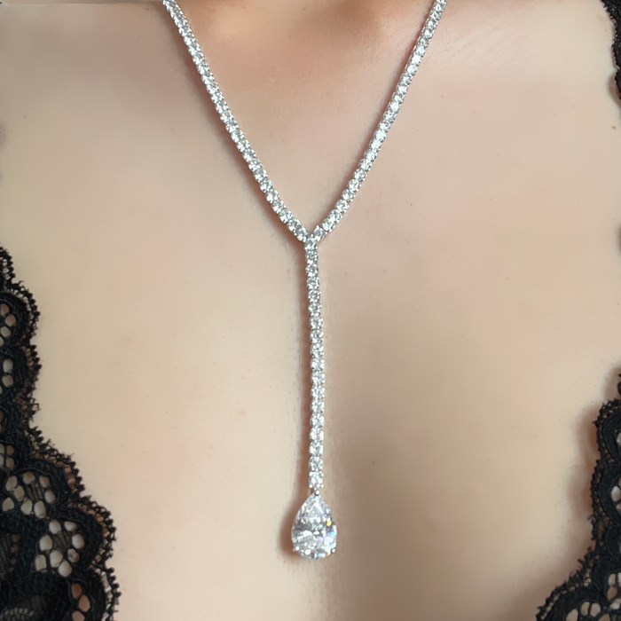 Collana in argento 925 con swarovski bianchi