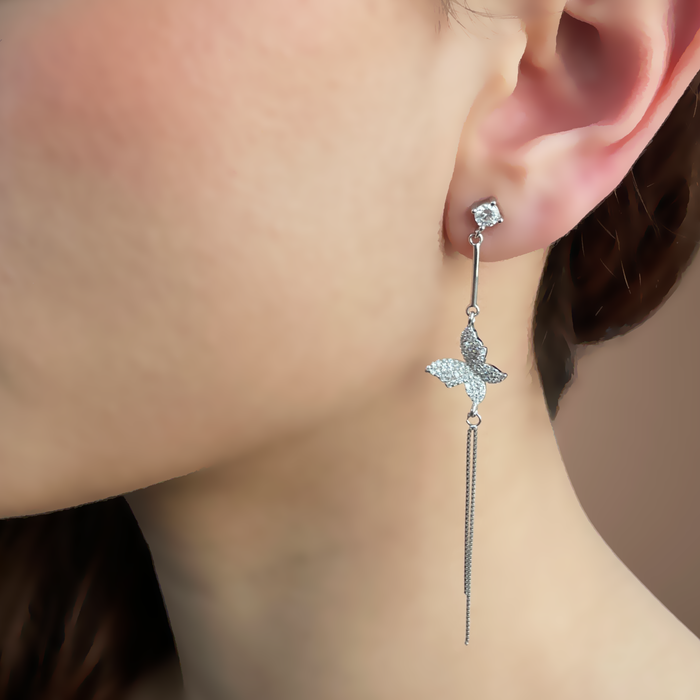 Orecchini farfalle in argento 925 con zirconi