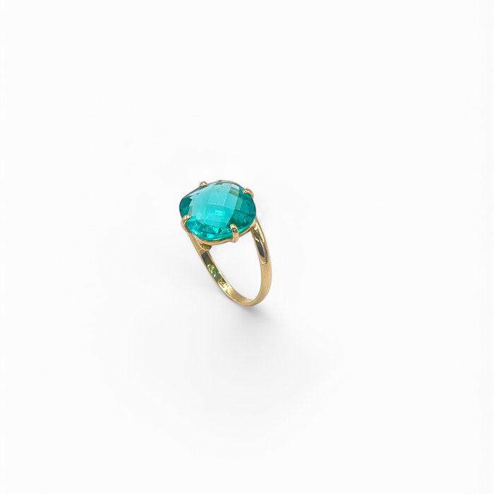 Anello in oro giallo 18 KT con quarzo verde