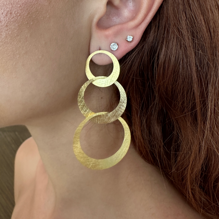 Orecchini 3 cerchi in argento 925 dorato in oro 18 KT