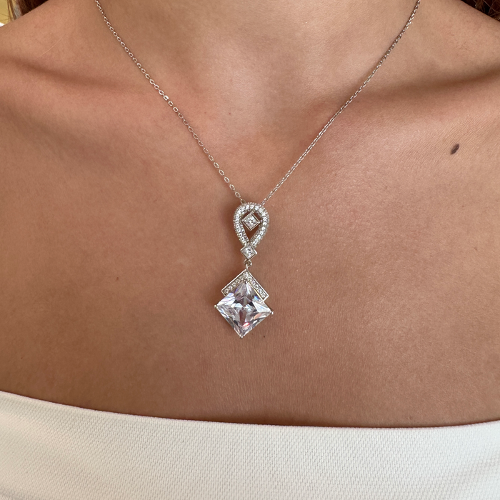 Collana ciondolo swarovski bianchi argento 925
