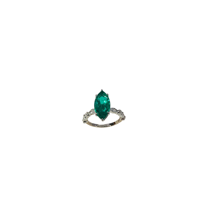 Anello spoletta verde in argento 925