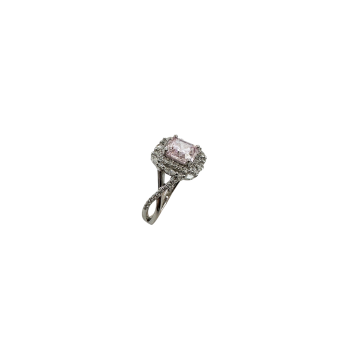 Anello quadrato centrale rosa argento 925