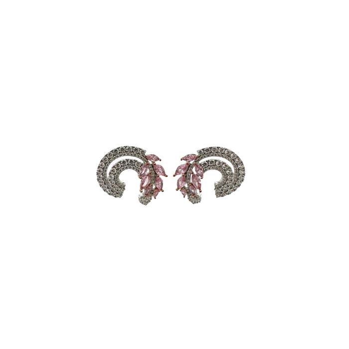 Orecchini foglie rosa e bianche argento 925