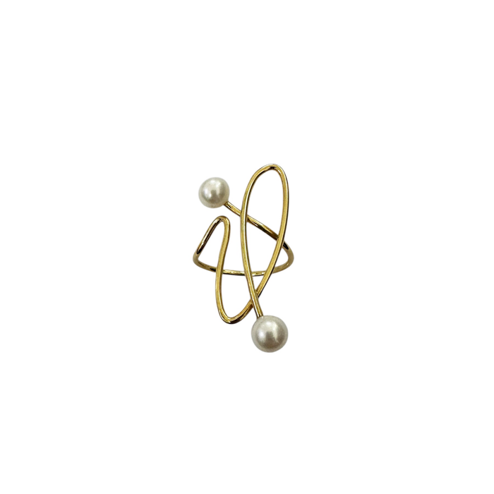 Anello ghirigoro due perle argento 925