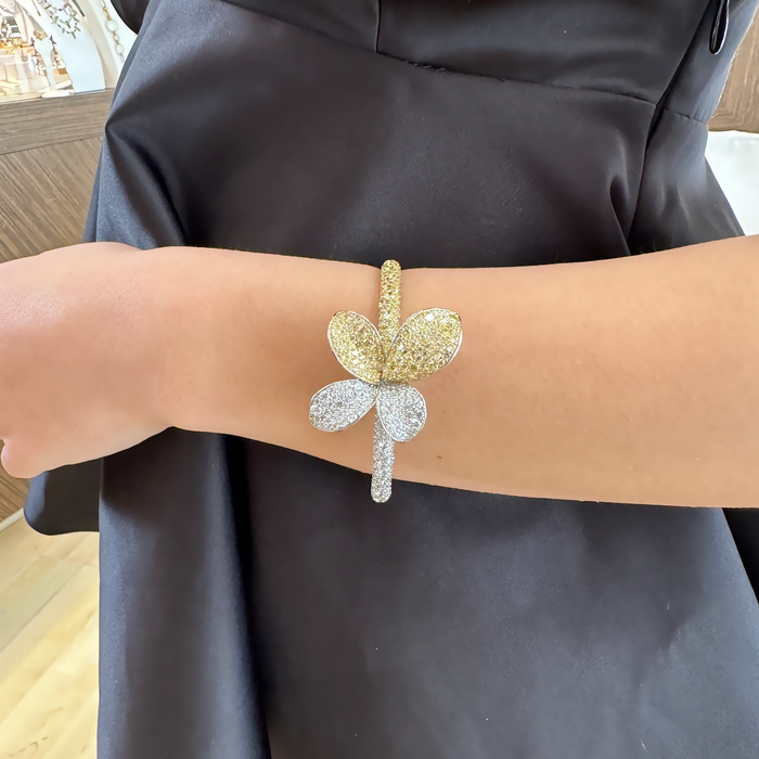 Bracciale rigido fiori in argento 925