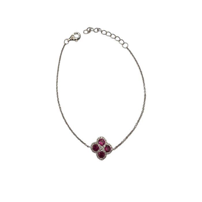 Bracciale in argento 925 fiore di loto fucsia