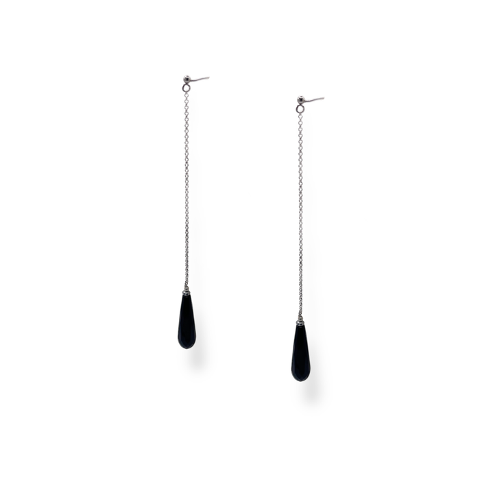 Orecchini lunghi in argento 925 e onice