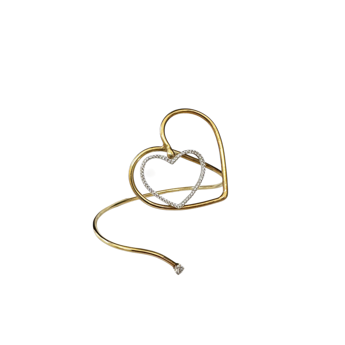 Bracciale rigido cuore in argento 925 dorato