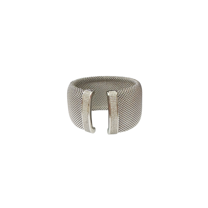 Bracciale argento 925 bianco rigido nido d'ape