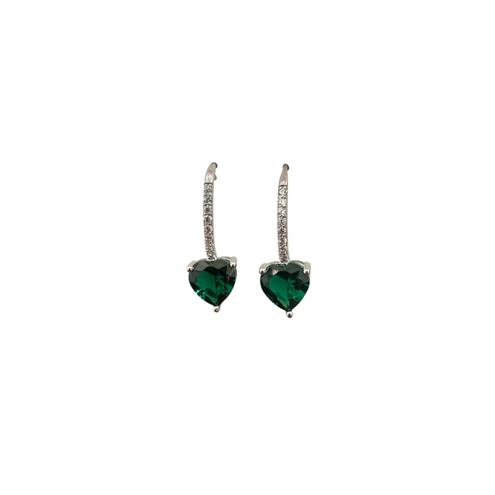 Orecchini in argento 925 cuori verdi