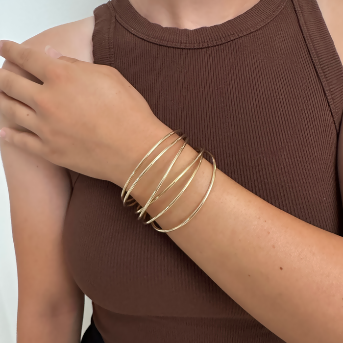 Bracciale rigido 6 fasce in argento 925 dorato