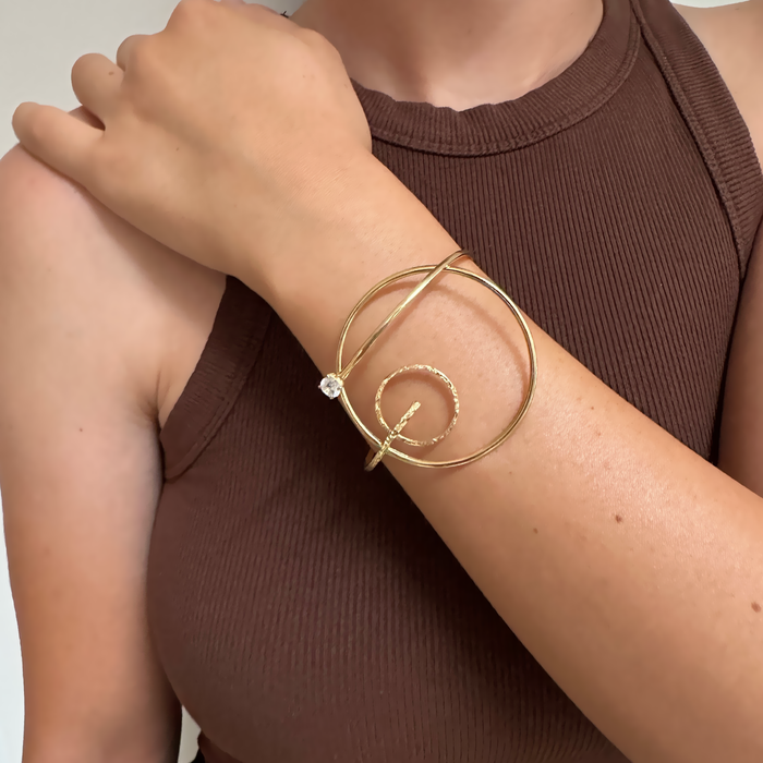 Bracciale rigido doppio cerchio argento 925 dorato