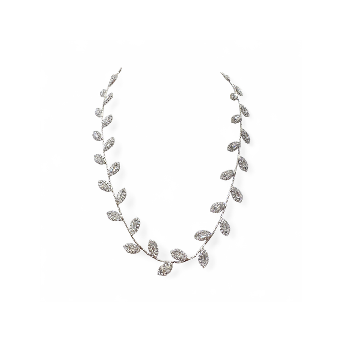 Collana foglie in bronzo argentato