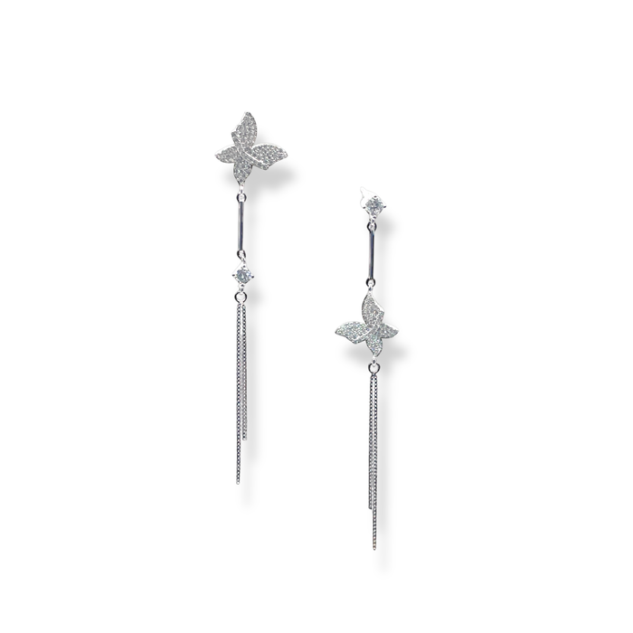 Orecchini farfalle in argento 925 con zirconi