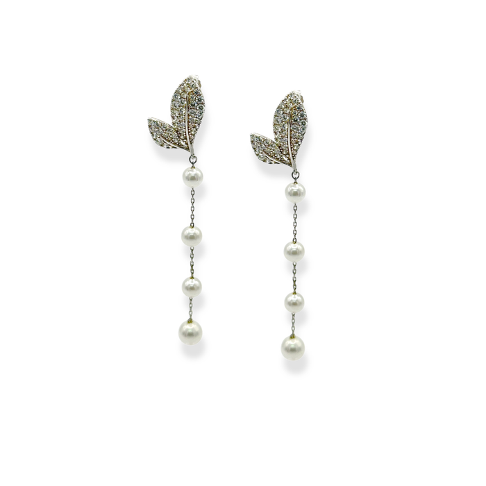 Orecchini in argento 925 con swarovski e perle pendenti