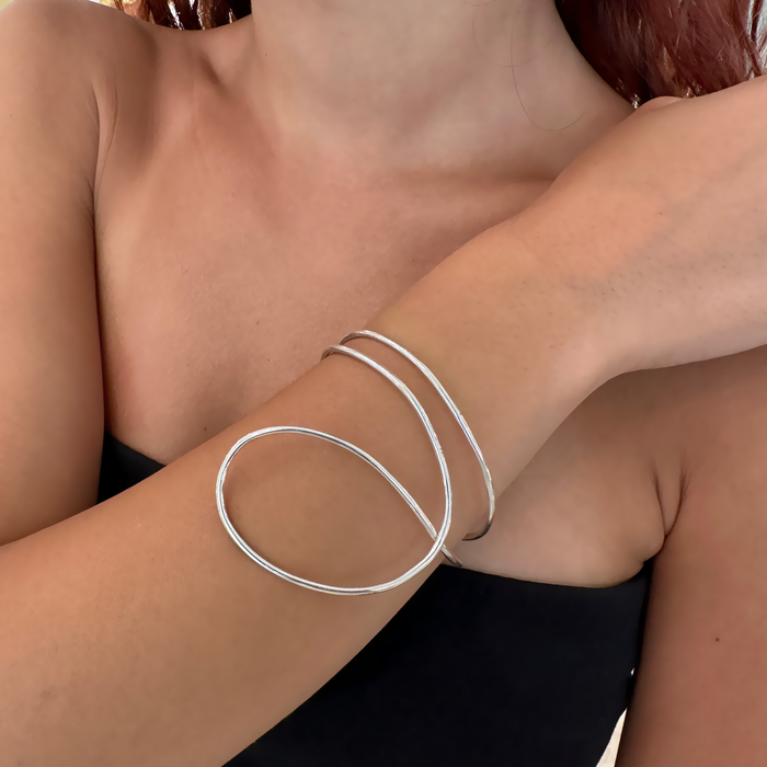 Bracciale rigido minimal in argento 925 dorato