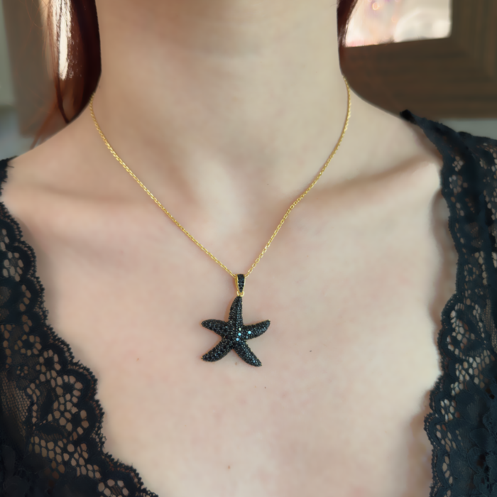 Collana in argento 925 dorato con ciondolo stella marina