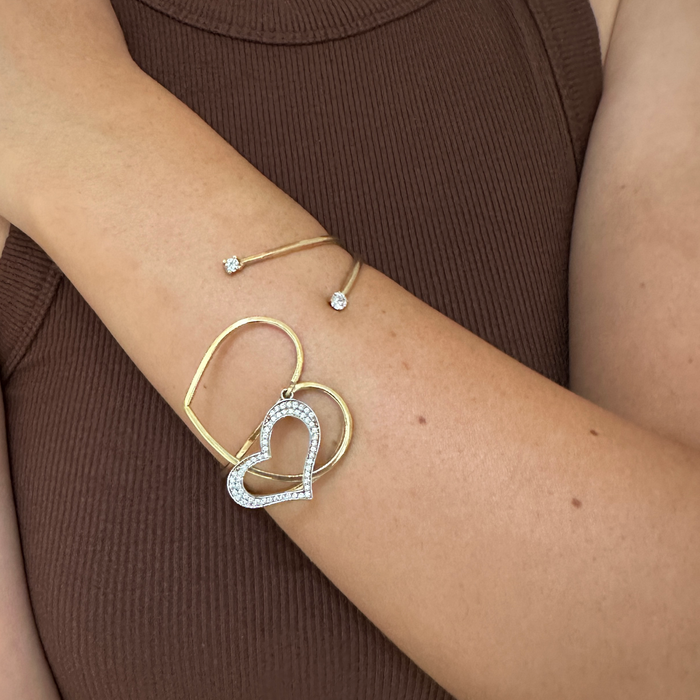Bracciale rigido cuori in argento 925 dorato