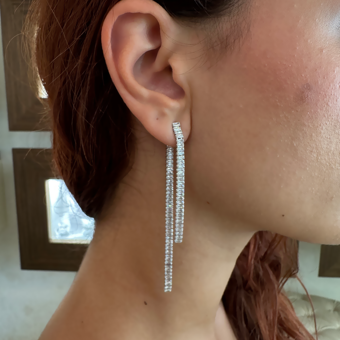 Orecchini lunghi argento 925 con zirconi