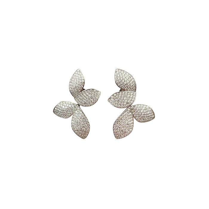 Orecchini foglie in argento 925 con zirconi