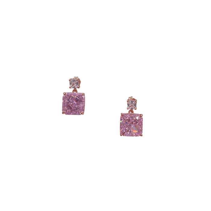 Orecchini in argento 925 con swarovski quadrati bicolore